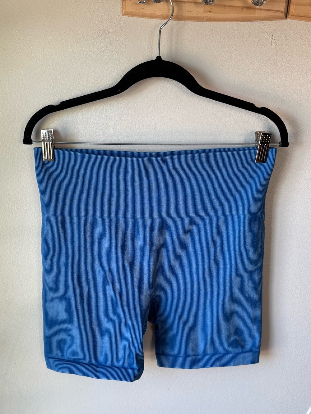 JoyLab Blue Seamless Ribbed High Waisted Bike Shorts Womens Large Activewear